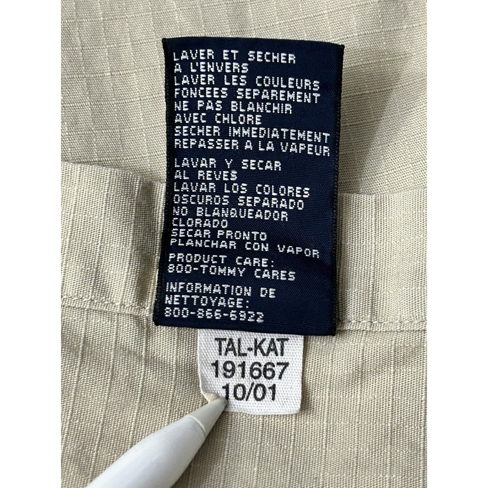 Vintage Tommy Hilfiger Shirt Men XL Tan Button Up Safari Patch Work - Picture 6 of 10